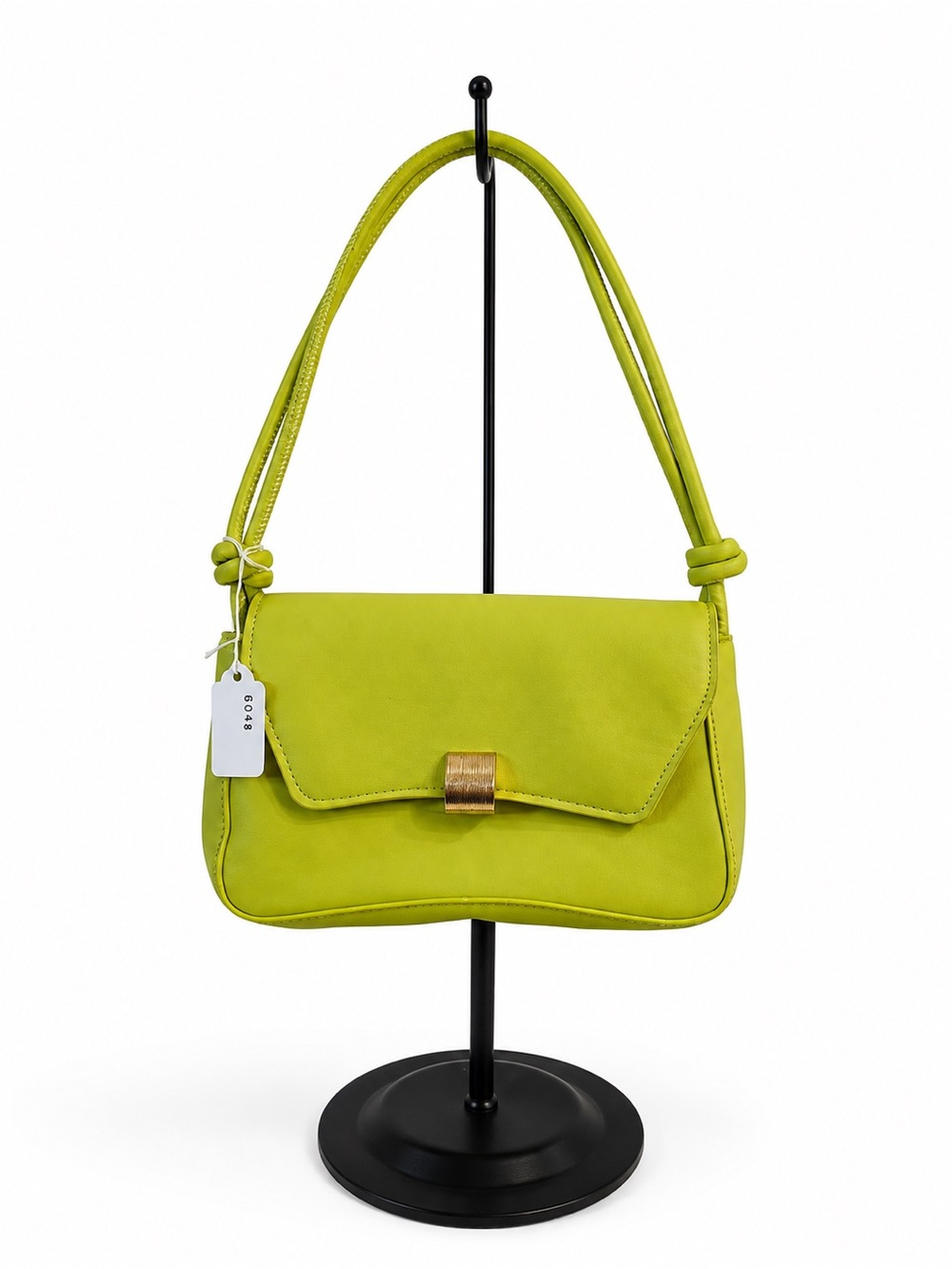 Women's Lime Green Shoulder Bag with Gold-Tone Clasp -